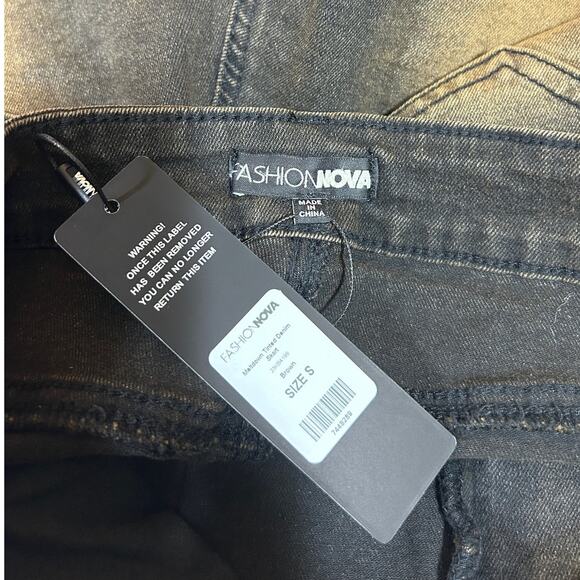 Fashion Nova Meltdown Tinted Denim Mini Skort Tie Dye S Grunge Brown Washed NWT - Picture 4 of 8